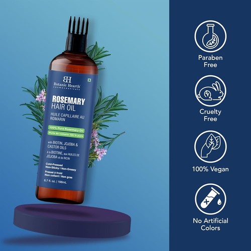 Botanic Hearth 100% Pure Rosemary Oil for Hair Growth (6.7 Fl Oz) Infused wit...