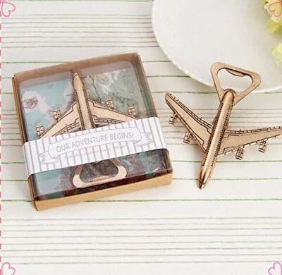 BARGAINS EXPRESS UK Copper Vintage Style Antique Airplane Bottle Opener Gift Box Wedding Party Favor