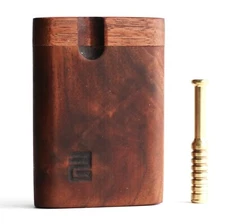 3" Black Walnut Dugout with Brass One Hitter-American Handcrafted Stash Box