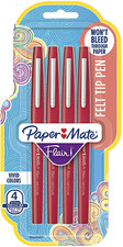 Paper Mate Flair Felt Tip Pens Medium Point 0.7mm Red 4 Count