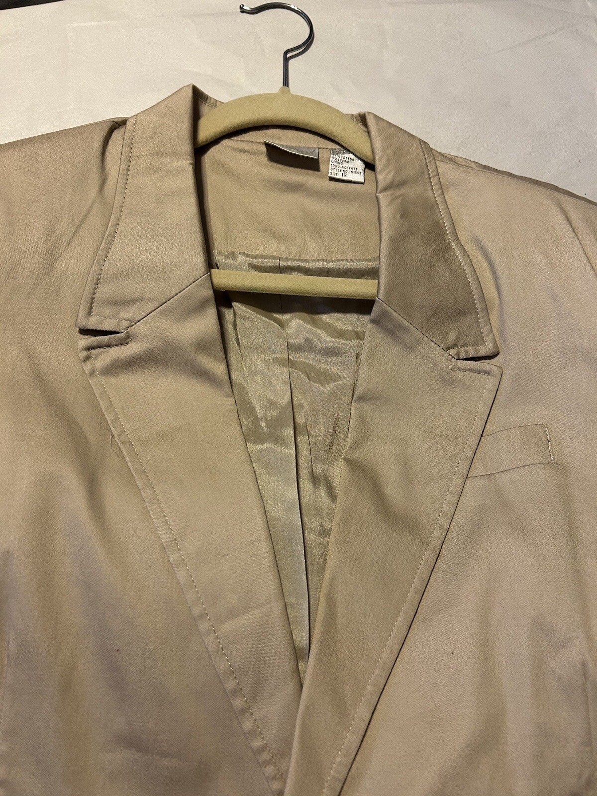 Vintage Spiegel Womens Beige Cotton Blazer Jacket Stretch Notched