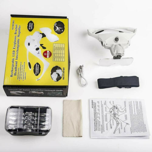2 LED Auriculares de diadema Lámpara de cabeza Luz Joyero Lupa Lupa - Imagen 8 de 8