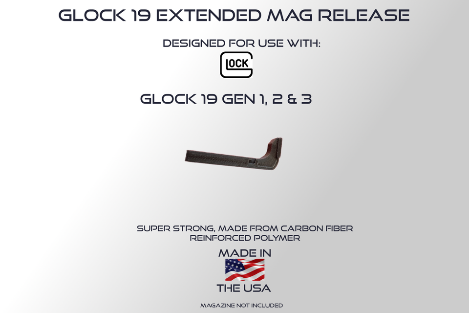 Glock 19 Gen 1, 2 & 3 Carbon Fiber infused Polymer Extended Mag Release