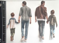 Lot of 2 Family Father Son Holding Hangs SINGLE LAYER Embellishments 544