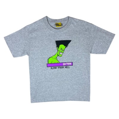 SIXTEEN SKATEBOARDS ''Aloha From Hell'' Skater Grafik grau T-Shirt XS Small