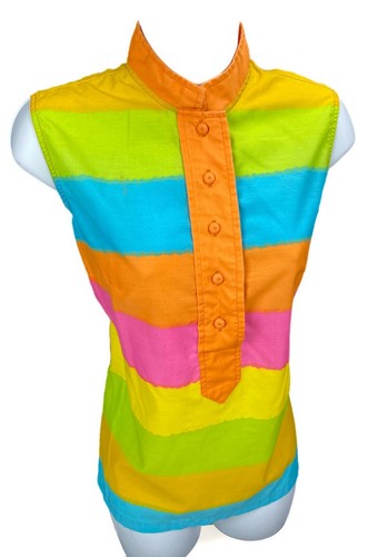 36 Ship n Shore Striped Sleeveless Top Shirt Rainbow Multicolor Tunic Lightweigh