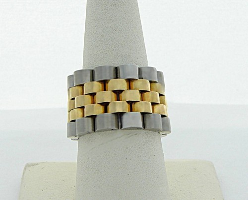 ROLEX STAINLESS STEEL & 18K YELLOW GOLD MENS JUBILEE RING 15.5 MM ORIGINAL - Picture 2 of 3