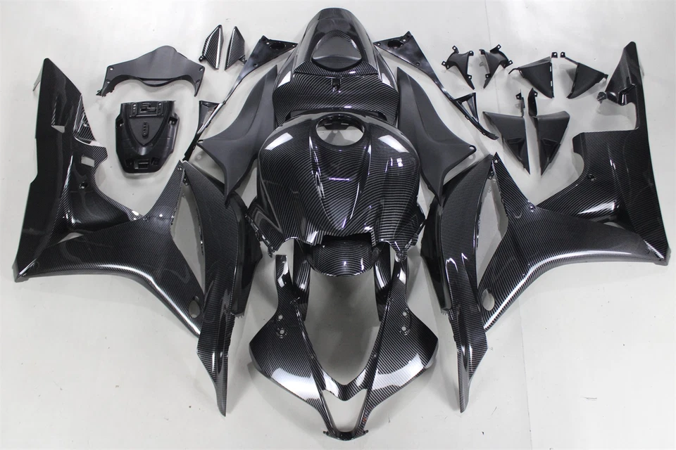 Kit de carrocería de carenado pintado de fibra de carbono negro FM para Honda CBR600RR 2007-2008 Foto 2 de 4