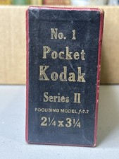 Vintage Kodak No. 1 Pocket Series II Camera 2 1/4 x 3 1/4 Box Case Focusing