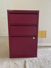 BISLEY HOME FILER Filing Cabinet - 3 Drawers with Lock - Colour Berry