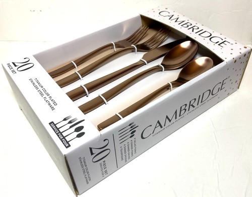 CAMBRIDGE SILVERSMITHS AVERIE SATIN COPPER 20-PC FLATWARE SET FOR 4 NEW NIB - Picture 9 of 10