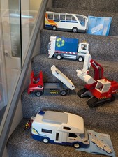 Playmobil Toy Bundle Construction sets, school bus,campervan & bin lorry