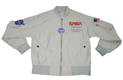 NASA Jacket Size Mens Small Space Star NASA Aeronautics USFlag Patches Bomber