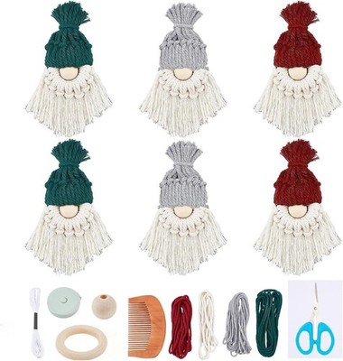 DIY Macrame Santa Gnomes Kit - 6 Set Holiday Decor with Instructions