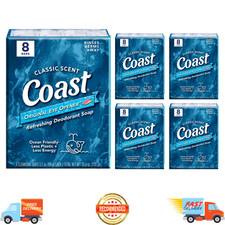 Coast Deodorant Bar Soap Classic Scent, 3.2oz, 8 Bars, 5Pack Bulk Fresh Moisture