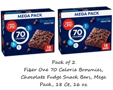 Fiber One 70 Calorie Brownies, Chocolate Fudge, Snack Bars, Mega Pack, 18 Bars
