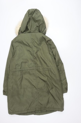 H&M Women's Green Parka Coat, Size 12, Hooded & Lined - Picture 2 of 12