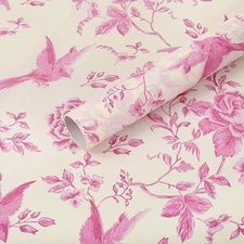 60 Sheets Pink Floral Tissue Paper Rose Flower Bird Decorative Wrapping Paper