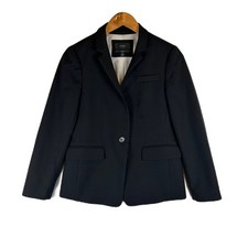 J.Crew Regent Blazer Black Wool Blend Single Button Jacket Womens 4P Preppy