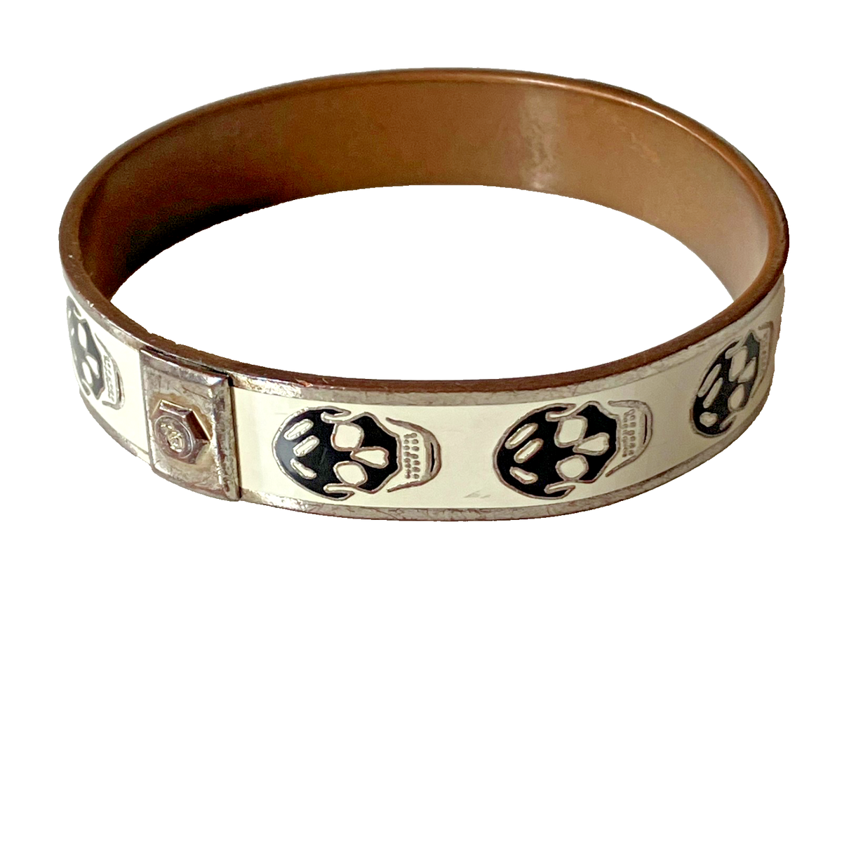 Authentic ALEXANDER McQUEEN Skull Pattern White & Black Bangle | eBay