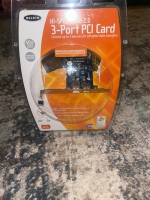 Belkin Hi-speed USB 2.0 3-port PCI CARD NEW SEALED 40x faster