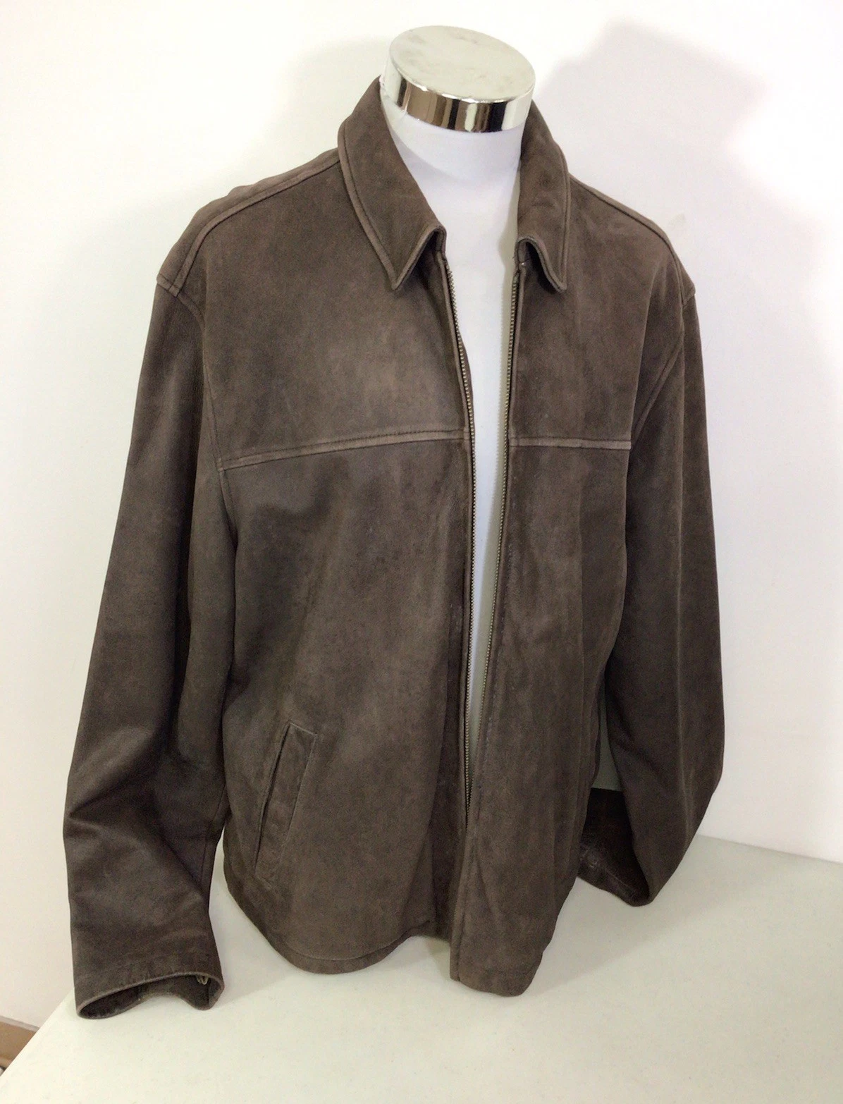 Eddie Bauer Brown Leather Jacket Aviator Coat Mens XL