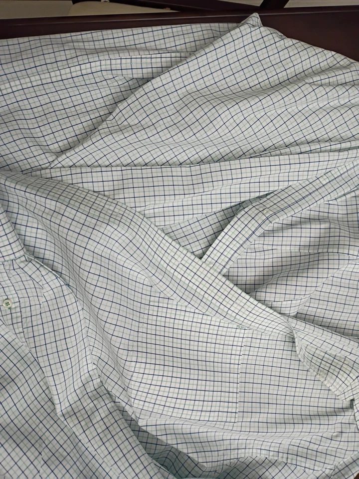 Camisa de vestir Izod XXL 2XL manga larga, abotonada, azul a cuadros/blanco Foto 4 de 4