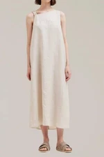 Grade & Gather Linen Sleeveless Dress Greige