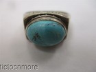 VINTAGE NAVAJO INDIAN MODERNIST BLUE STONE OVAL RING MENS STERLING — photo 6