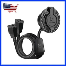 15A 125V RV Shore Power Inlet Kit with Dual Integrated 20” Extension Cords