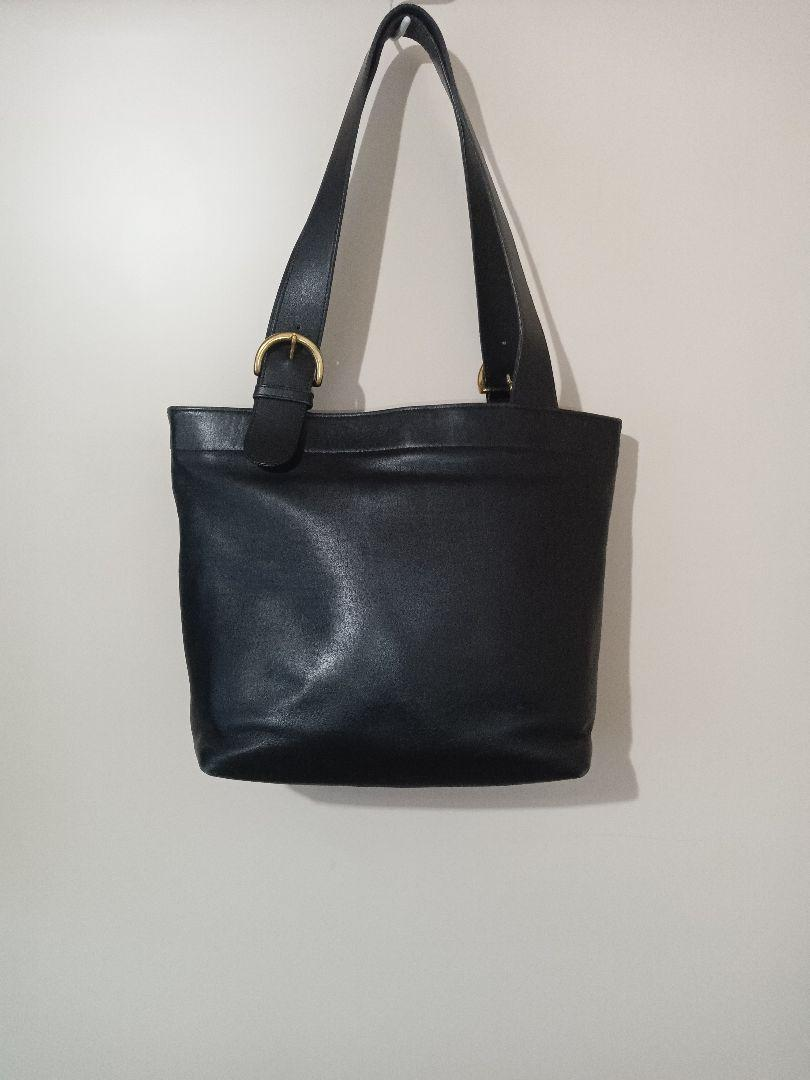 OLD COACH Vintage Shoulder Tote Bag Leather 4140 Black Used From