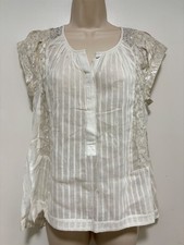 Nueva Blusa Top Rebecca Taylor Algodón Lentejuelas Metálicas Mujer Calce Relajado Talla 0 Nueva con Etiquetas