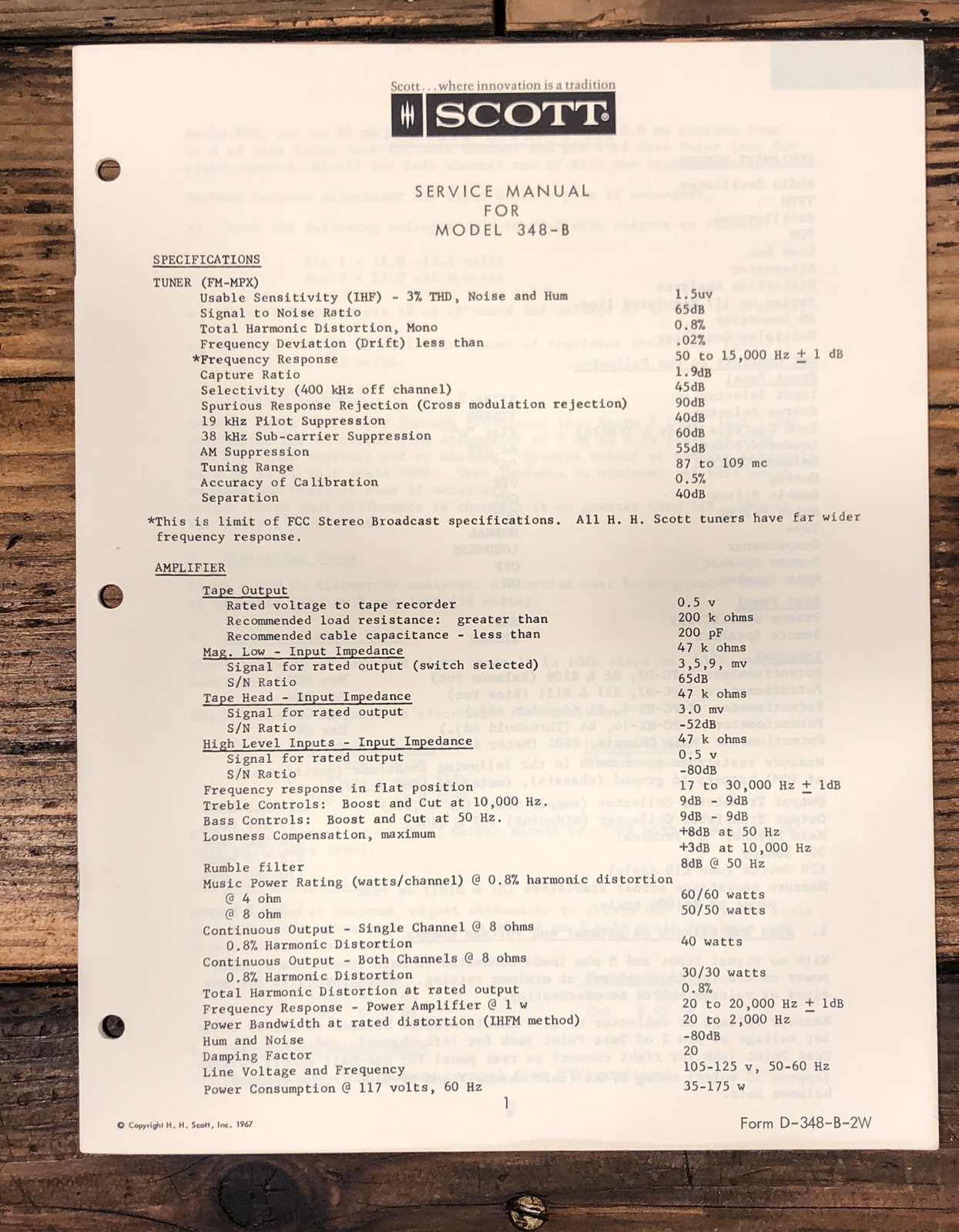 HH Scott Model 348-B 348B Receiver Service Manual *Original*