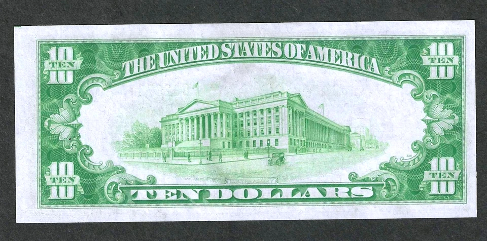 1934 $10 PHILADELPHIA FRN ** LIGHT GREEN SEAL ** FR-2004C GEM CRISP UNCIRCULATED - Image 2 of 2