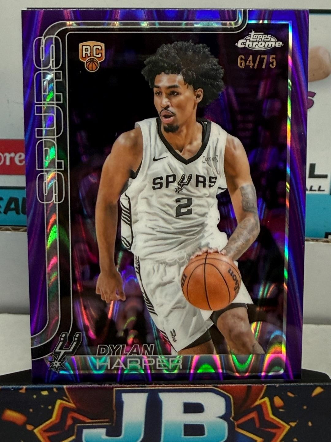 2025-26 Topps Chrome DYLAN HARPER Purple RayWave /75 RC #252 San Antonio #1674