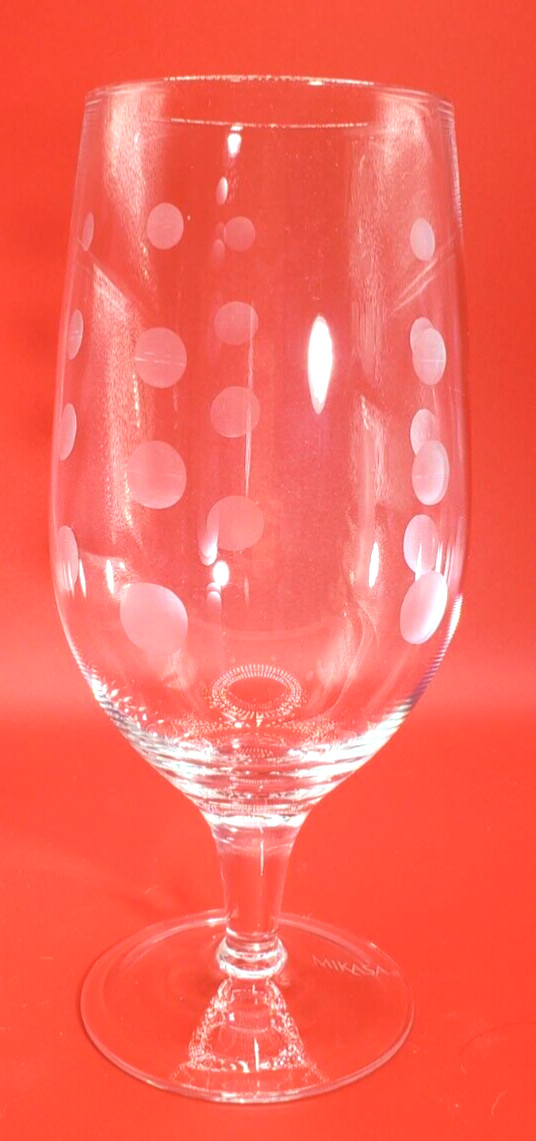 Mikasa, Hand Blown Wine Glass / Water Goblet in an Etched Cheers Pattern