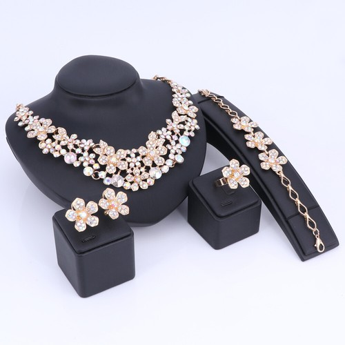 Conjunto de joyería de regalo de boda para mujer con flores de cristal - Imagen 52 de 106