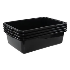 35 L Plastic Large Commercial Bus Tubs, 4-Pack Utility Tote Bus Box Restaurant