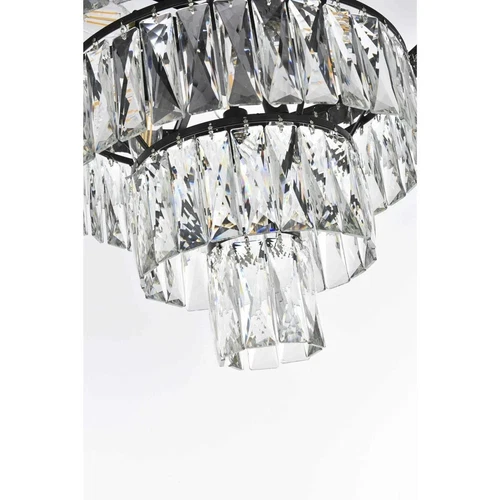 Crystal Chandelier Light Fixture Black High Quality Foyer Modern Dining Room 20" - Picture 7 of 8