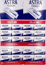 100 ASTRA Superior Stainless Blue Double Edge Safety Razor Blades-SMOOTH (20x5)