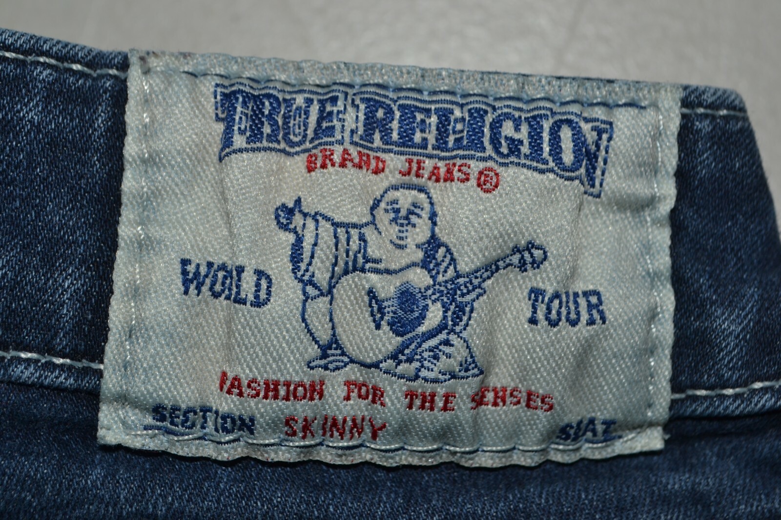 True Religion Women's Skinny Pocket Flaps Blue Denim Jeans Sz 24x30 thumbnail 3