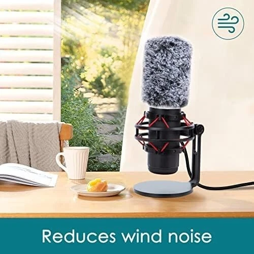 QuadCast S Pop Filter with Furry Microphone Windscreen Muff - Microphone Cover - Picture 2 of 6