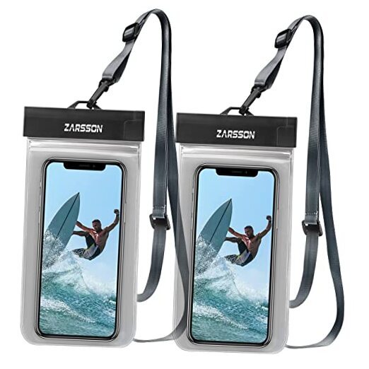 IPX8 Waterproof Phone Pouch Case 2 Pack Universal TPU Dry Bag in Black