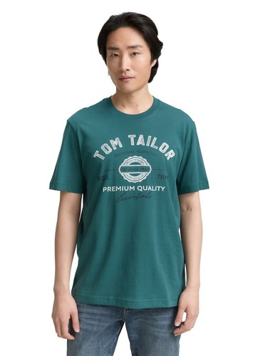 TOM TAILOR Camiseta Hombre Logo - Regular Fit S M L XL XXL 3XL Azul Blanco Gris - Imagen 50 de 75