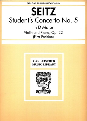 FISCHER SEITZ STUDENT'S CONCERTO NO 5 D MAJOR VIOLIN & PIANO OP 22 1ST POSITION