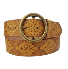 Vintage Hand Painted Tooled Belt w. round buckle