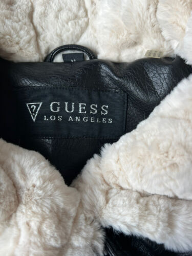 Guess Los Angeles Faux-Leather Moto Jacket, Black Size: Medium 