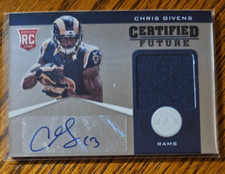 Chris Givens Rookie Patch Auto RC 2012 Totally Certified #/175 Future Signatures