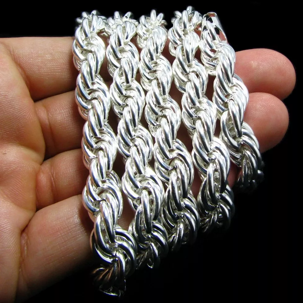 Thick platinum rope chain deals