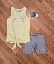 NEW PUMA Little Girl Tank Top  Short Set, Yellow sz 4 
